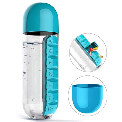 12911 Pill  Vitamin Bottle Water Bottle Multi Functional Use For Traveling  Outdoor Use Water Bottle Travelling Kit Summer Special Bottle (600 Ml   Mix Color )