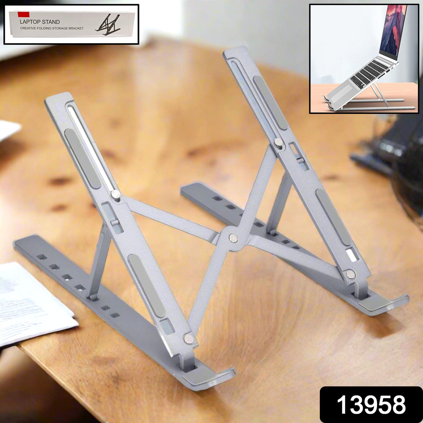 Metal Portable Laptop Stand With 7 Adjustable Angles (1 Pc)